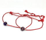 Couples Bracelets with Italian Murano Glass Bead Red Silk String Bracelet with Gold Beads, Red String of Fate Promise Bracelets, Valentines Day, Wedding Jewelry