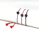 Italian Gold and Purple Murano Glass Bead Black and Red Silk String Bracelets with Gold Beads, Red String of Fate Promise Bracelets, Couples Bracelets, Valentines Day, Wedding Jewelry