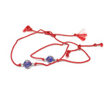 Red silk string of fate bracelets with unique lavender gold Murano glass bead, sterling silver beads, Talisman Protection, Love Good Luck Jewelry