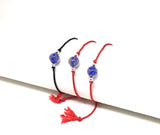 Red silk string of fate bracelet with lavender gold Murano glass bead, sterling silver beads, Talisman Protection, Love Good Luck Jewelry