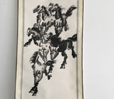 Chinese Ink Brush Horse Painting and Calligraphy Wall Hanging