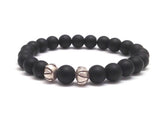 Sterling Silver lotus bead men beaded bracelet with matte onyx stones, chakra crystal jewelry, women and men healing crystals bracelets for prayer, protection, balance, meditation, unisex worry beads, mala bracelet, chakra bracelet, men inspirational jewelry, inspiring gifts, couples bracelets, grounding strength bracelets for Buddhists, Yogi, yoga bracelets, Bohemian jewelry for him, Boho style jewelry for everyone