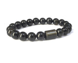 Black obsidians Men Beaded Bracelet - Protection Chakra Energy Mala Bracelet