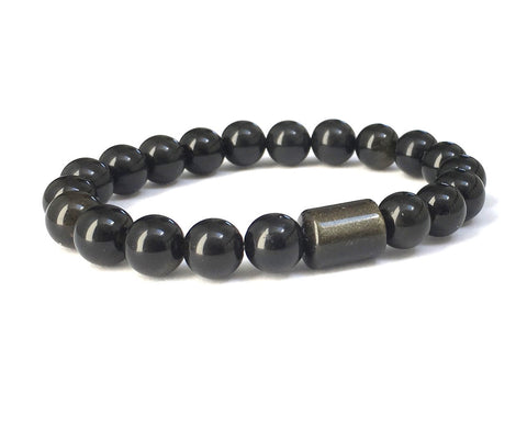 Black obsidians Men Beaded Bracelet - Protection Chakra Energy Mala Bracelet