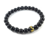 Engraved Gold Dragon and Snake Engraved Onyx Stone and Obsidian, Dragonglass Mala Bracelet, Worry Beads