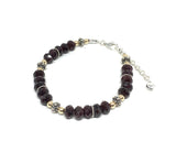 Red garnet gemstones bracelet with bali sterling silver and gold beads , Bollywood inspired chakra healing crystals jewelry