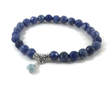 Chakra Healing Stones Blue Sodalites and Serenity Aquamarine Butterfly Charm Bracelet, Mala Bracelet , Bohemian jewelry , Wedding 