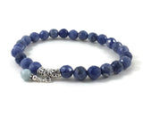 Sodalites Chakra Stones and Blue Aquamarine Butterfly Charm Bracelet, Mala Bracelet , Bohemian jewelry, Protection Intuition Bracelet