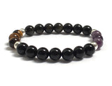 Four looks in one bracelet, multitasker, stylish mala bracelet, chakra jewelry, Bohemian jewelry with healing stones for protection, balance, zen, mindfulness, wellness bracelet, Chakra gemstone bracelet with amethysts, onyx, obsidians, tiger eyes healing crystals for couples bracelets, worry beads, 