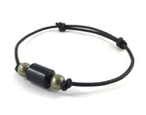 Matte onyx and pyrites chakra healing crystals leather bracelet, Athenais Emporium, Athenais Jewelry for men, women, couples, strength protection, talisman jewelry
