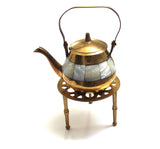 Miniature Copper Teapot with Mother of Pearl and Stand