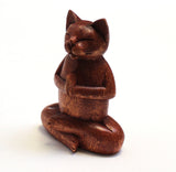 Meditating zen yoga guru cat wooden sculpture, Athenais Jewelry, Athenais Emporium, Lifestyle Unique Art Work Collection gifts