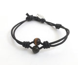 Two peas in a pod, evil eye chakra healing jewelry, black leather bracelet with tiger eye gemstones, obsidian gemstones, Celtic know infinity knot charm  button, Irish bracelet, Celtic bracelet, black leather bracelet, friendship bracelet