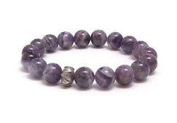 Amethyst Chakra Mala Bracelet & Evil Eye Lotus Sterling Silver Bead