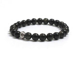 Celtic Knot and Iridescent Obsidians Mala Bracelet