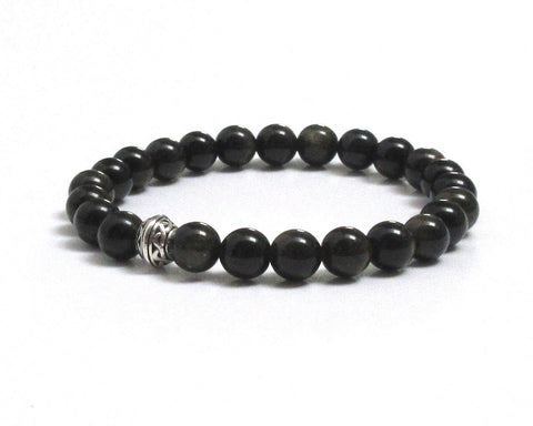 Celtic Knot and Iridescent Obsidians Mala Bracelet