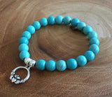 Love, Friendship, Loyalty, Two Hands Holding Heart with Crown, Celtic Jewelry, Claddagh Charm Bracelet, Turquoise Green Magnesite Gemstone  Bracelet, Celtic Tradition Jewelry, Irish Jewelry, Scottish Bracelet