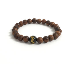 Dragon and snake onyx stone and sandalwood chakra mala bracelet, Protection, strength, balance bracelet for meditation, confidence