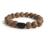 One of a kind men Meditation worry beads mala bracelet obsidian sandalwood chakra heaing bracelet