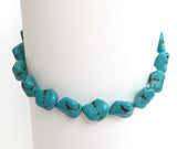 Bold chunky chakra necklace with turquoise and sterling silver