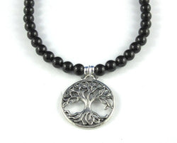 Tree of Life Pendant Necklace Chakra Onyx Gemstone Sterling Silver Jewelry, Family Tree, Mother's Day Gift Anniversary Women Retirement Get Well Recovery Graduation Gift for Her, Daughter in law Mother of the Bride Inspirational Jewelry Meaningful Inspiring Bohemian Fashion
