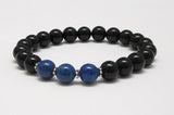 Lapis Lazuli & Onyx Chakra Mala Bracelet, Healing Crystals Jewelry, Communication,. Protection Communication