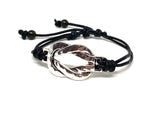 Celtic Infinity Knot leather bracelet with obsidian stones, a.k.a. dragon glass, couples bracelet , Scottish symbol jewelry, Irish jewelry, Large bold infinity endless love know pendant bracelet for men and women