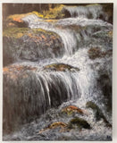 Waterfalls Canvas Print of an original acrylic landscape painting , Art print for home decor, original art decoration wall hanging, nature painting limited print