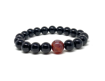 Lotus and Buddha Onyx Mala beads bracelet, chakra healing stones bracelet , men bracelet, grounding strength mala beads