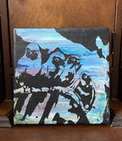 Paradise Birds of a Feather Painting of  A family of exotic Tropical Birds sitting on a branch, multimedia art