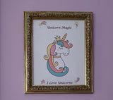 Unicorn Wall Art Print,, Unicorn Magic I love Unicorns PDF Print for Download, Unicorn Magical art print, PDF download art card