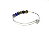Minimalist Silver Bangle with your  choice of gemstones and add an initial charm, light stacking bracelet, chakra healing stones bangle bracelet