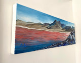 The Red Lagoon - Original Acrylic Landscape Painting on Canvas (30" x 10" x 1.5")