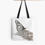 Tote bag, Monarch Butterfly Tote Bag, Butterfly  Printed Bag, Butterfly in Martha's Vineyard, Art Bag, Black and White Printed Bad, Sketch of Butterfly