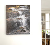 Waterfalls Landscape Painting (Print on Canvas 16" x 20" x 1")