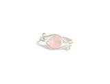 blush pink rose quartz ring. romantic ring, eye ring, evil eye jewelry, celtic spiral ring, heart chakra stone ring, wire wrapped ring