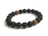 Men beaded bracelet with lava rocks and sandalwood wood beads for men fashion, fire and earth elements protection, strength, grounding meditation worry beads