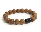 Sandalwood and obsidian chakra ealing gemstone wood mala bracelet 