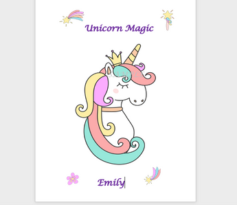 Unicorn Name Poster,  Unicorn Magic Emily Poster for Download, Unicorn art print, PDF download art card