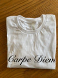 Carpe Diem t-shirt, Seize the white cotton shirt, seize the day, pluck the day, Latin motto printed tee shirt, unisex t-shirt, good vibes, motivational  quote shirt