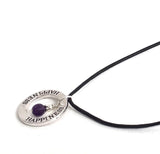 Happiness Infinity Circle Pendant Amethyst sterling silver charm dangle adjustable leather rope necklace, choker necklace. long necklace. chakra healing crystal necklace, calming focus chakra stone jewelry gift