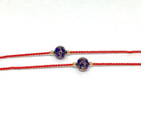 Purple and gold Italian Murano Glass Bead Red Silk String Bracelet with Gold Beads, Red String of Fate Promise Bracelets, Couples Bracelets, Valentines Day, Wedding Jewelry