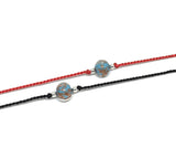 Red String Bracelet with turquoise blue gold Murano bead and sterling silver beads tassel tie, protection talisman good luck symbol jewelry, Wedding Bridesmaids Accessories