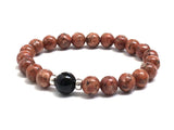 Jasper and Black Onyx Mala Bracelet Worry Beads with Sterling Silver Beads