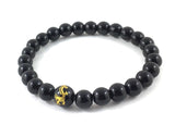 Dragon Glass, Golden Dragon and Snake Engraved Onyx Stone and Obsidian Mala Bracelet, Worry Beads