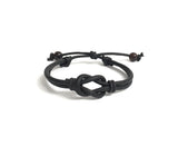 Celtic Love Knot Black Leather Bracelet with Onyx Stones, Infinity Bracelet for Men, Chakra Healing Crystals Bracelets