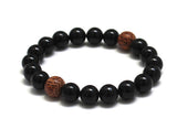 Black tourmaline stones men chakra mala bracelet with coconut palm wood beads bracelet for confidence, protection, grounding