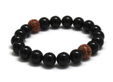 Black tourmaline chakra healing stones chakra mala bracelet with coconut palm wood beads bracelet for confidence, protection, grounding