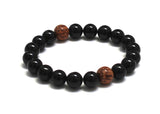 Men's bracelet Black tourmaline stones chakra mala bracelet with coconut palm wood beads bracelet for confidence, protection, grounding