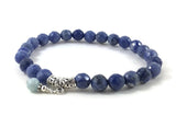 Blue Sodalites Gemstones and Serenity Ocean Blue Aquamarine Butterfly Charm Bracelet, Mala Bracelet , Bohemian jewellry 